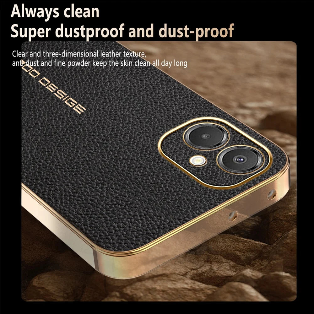 Phone Case For Samsung Galaxy A06 5G  /  F06 5G   /  M06 5G Anti Scratch Litchi Texture TPU Leather PU Phone Back Cover  - Black - 5