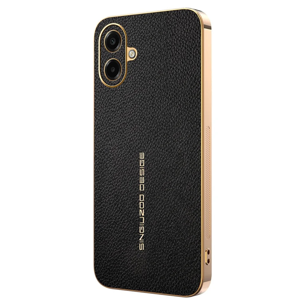 Phone Case For Samsung Galaxy A08 5G / A08 4G / A07 4G Anti Scratch Litchi Texture TPU Leather PU Phone Back Cover - Black - 1