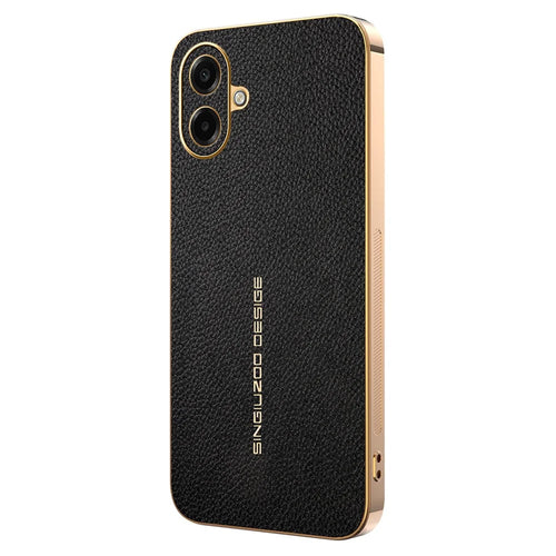 Phone Case For Samsung Galaxy A08 5G / A08 4G / A07 4G Anti Scratch Litchi Texture TPU Leather PU Phone Back Cover - Black - 1