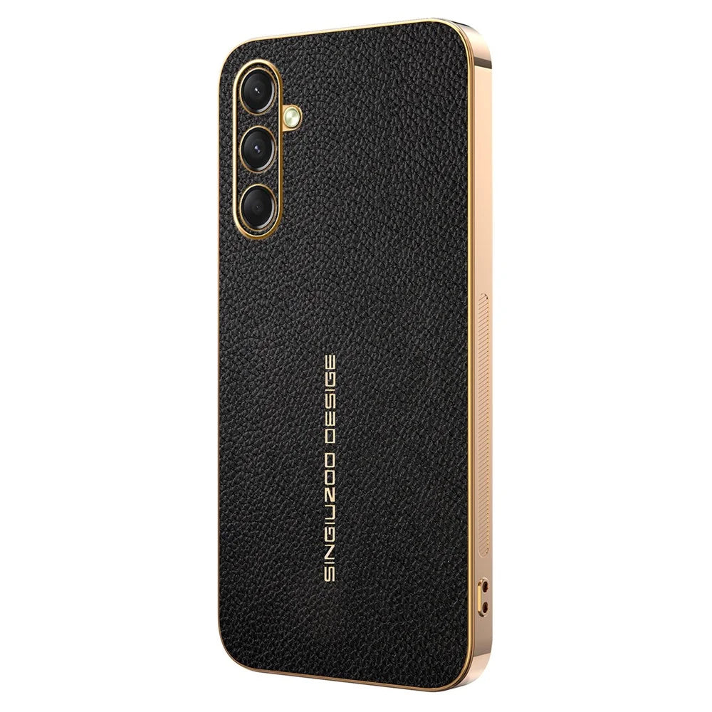 Phone Case For Samsung Galaxy A16 5G  /  A16 4G Anti Scratch Litchi Texture TPU Leather PU Phone Back Cover - Black - 1