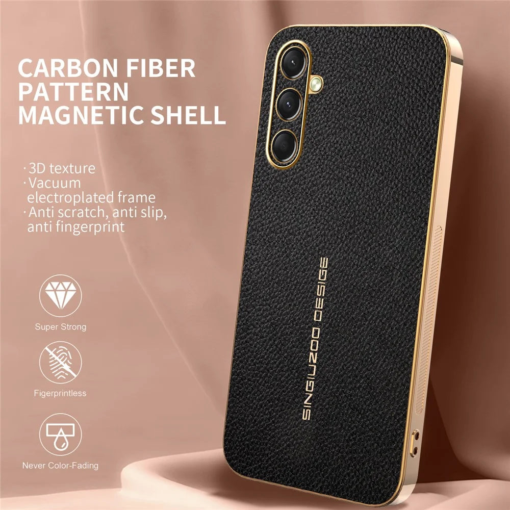 Phone Case For Samsung Galaxy A16 5G  /  A16 4G Anti Scratch Litchi Texture TPU Leather PU Phone Back Cover - Black - 2