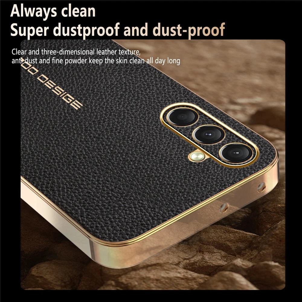 Phone Case For Samsung Galaxy A16 5G  /  A16 4G Anti Scratch Litchi Texture TPU Leather PU Phone Back Cover - Black - 5