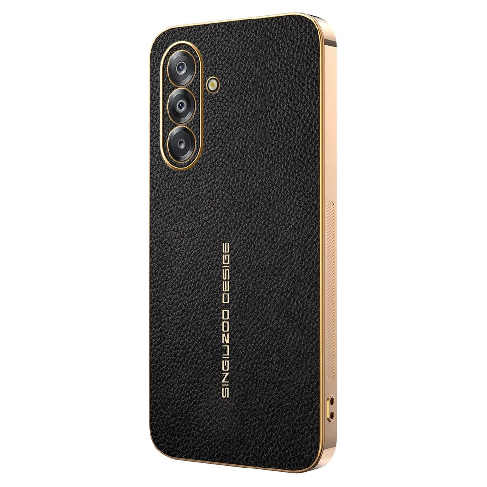 Phone Case For Samsung Galaxy A18 5G / A18 4G / A17 5G / A17 4G Anti Scratch Litchi Texture TPU Leather PU Phone Back Cover - Black - 1