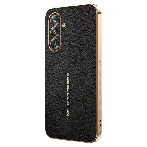 Phone Case For Samsung Galaxy A18 5G / A18 4G / A17 5G / A17 4G Anti Scratch Litchi Texture TPU Leather PU Phone Back Cover - Black - 1