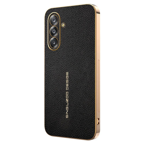 For Samsung Galaxy A26 5G Case Anti Scratch Litchi Texture TPU Leather PU Phone Back Cover - Black - 1