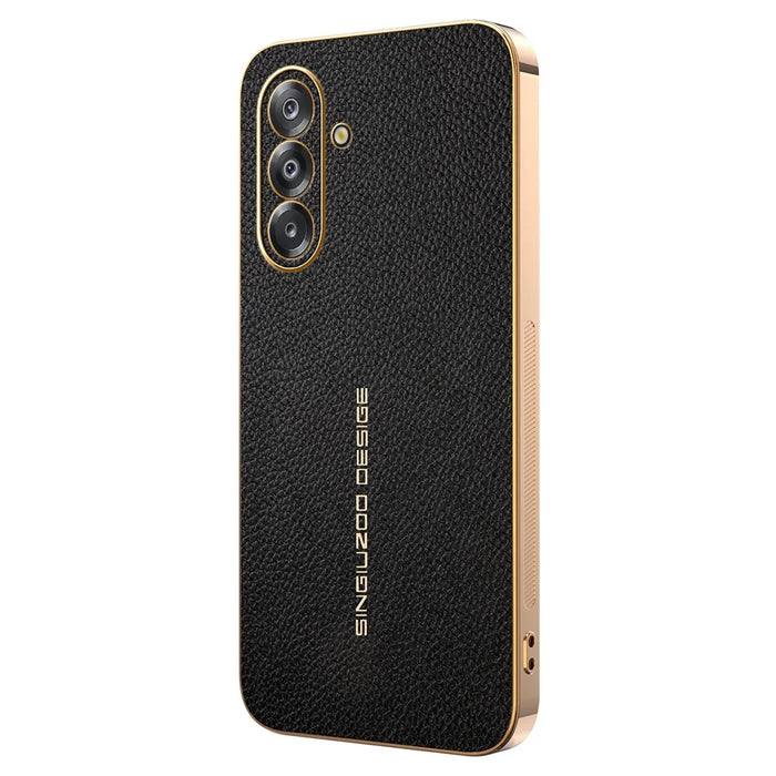 For Samsung Galaxy A26 5G Case Anti Scratch Litchi Texture TPU Leather PU Phone Back Cover - Black - 1