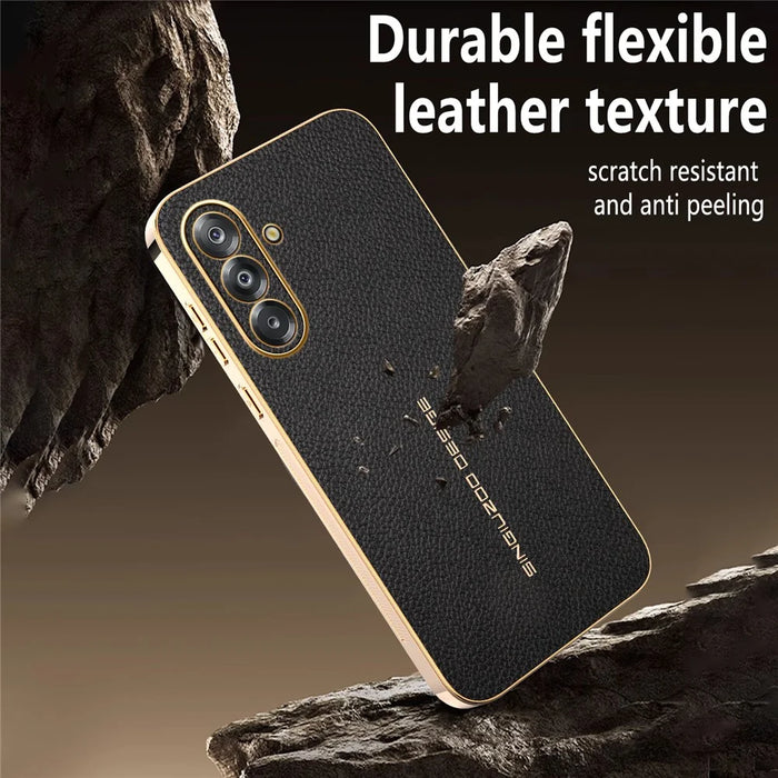 For Samsung Galaxy A26 5G Case Anti Scratch Litchi Texture TPU Leather PU Phone Back Cover - Black - 7