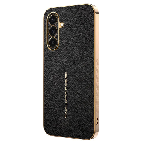 For Samsung Galaxy A36 5G Case Anti Scratch Litchi Texture TPU Leather PU Phone Back Cover - Black - 1