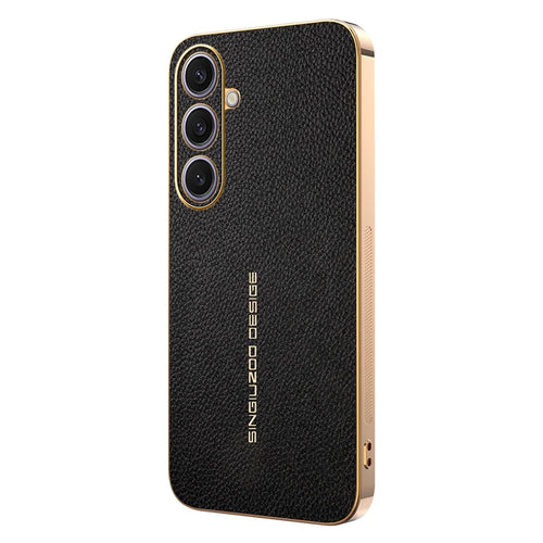 For Samsung Galaxy S24+ Case Anti Scratch Litchi Texture TPU Leather PU Phone Back Cover - Black - 1