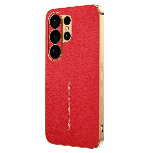 For Samsung Galaxy S26 Ultra Case Anti Scratch Litchi Texture TPU Leather PU Phone Back Cover - Red - 1