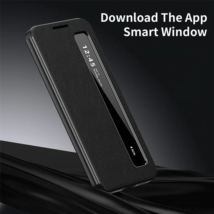 For Samsung Galaxy S23 FE Case Smart View Window Leather Phone Cover - Black - 2