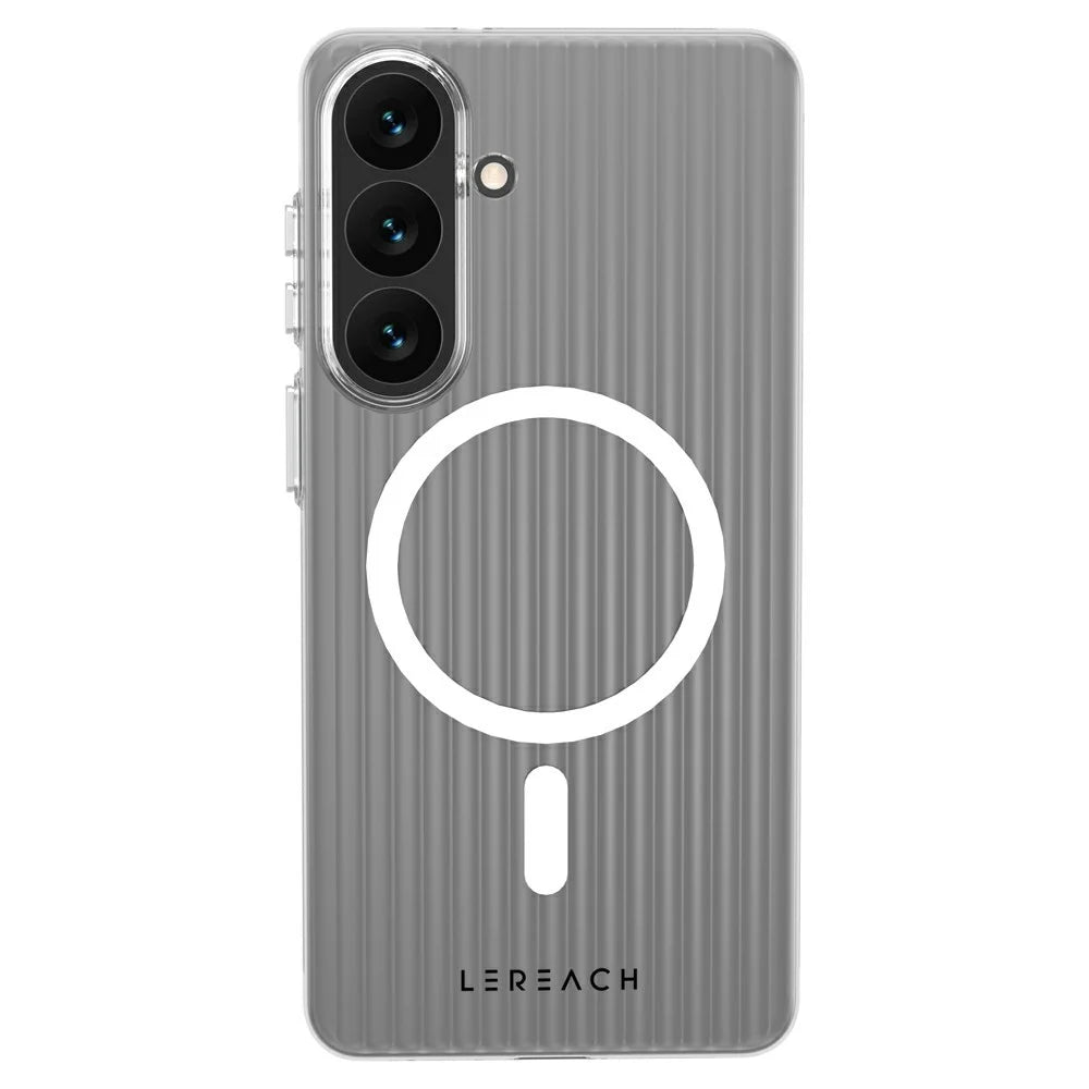 LEREACH TOC Series for Samsung Galaxy S26 Magnetic Case Flowing Grid PC Phone Cover - White - 2