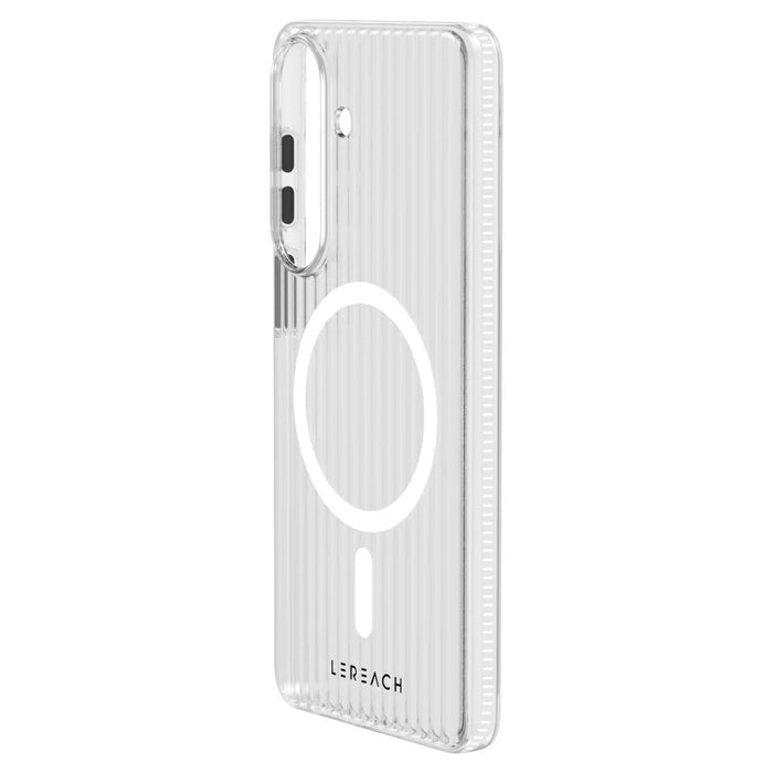 LEREACH TOC Series for Samsung Galaxy S26 Magnetic Case Flowing Grid PC Phone Cover - White - 4