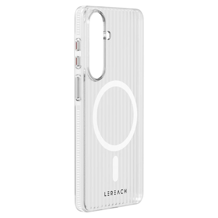 LEREACH TOC Series for Samsung Galaxy S26+ Magnetic Case Flowing Grid PC Phone Cover - White - 3