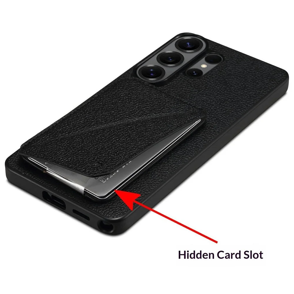 DENIOR D29 For Samsung Galaxy S26 Ultra Magnetic Case Leather Back Phone Cover with Detachable Card Holder - Black - 7