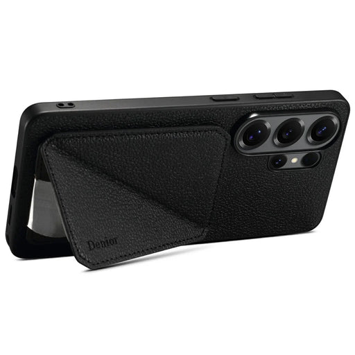 DENIOR D29 For Samsung Galaxy S25 Ultra Magnetic Case Leather Back Phone Cover with Detachable Card Holder - Black - 2