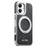SUTENI G6 for iPhone 17 Magnetic Case Rotating Kickstand Electroplating Jean Cloth Texture Leather Back Cover - Black - 1