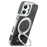 SUTENI G6 for iPhone 17 Magnetic Case Rotating Kickstand Electroplating Jean Cloth Texture Leather Back Cover - Black - 2