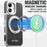 SUTENI G6 for iPhone 17 Magnetic Case Rotating Kickstand Electroplating Jean Cloth Texture Leather Back Cover - Black - 3