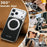 SUTENI G6 for iPhone 17 Pro Max Magnetic Case Rotating Kickstand Electroplating Crazy Horse Texture Leather Back Cover - Black - 7