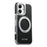 SUTENI G6 for iPhone 17 Magnetic Case Rotating Kickstand Electroplating Litchi Texture Leather Back Cover - Black - 1