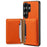 DENIOR D30 For Samsung Galaxy S26 Ultra Magnetic Case Detachable Card Holder Kickstand Litchi Texture Leather Back Phone Cover - Orange - 2