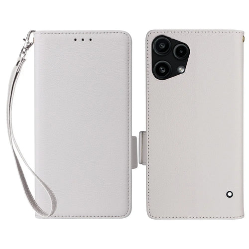 For Nothing Phone (3a) Lite 5G Case Litchi Texture Wallet Leather Phone Cover with Wrist Strap - White - 1