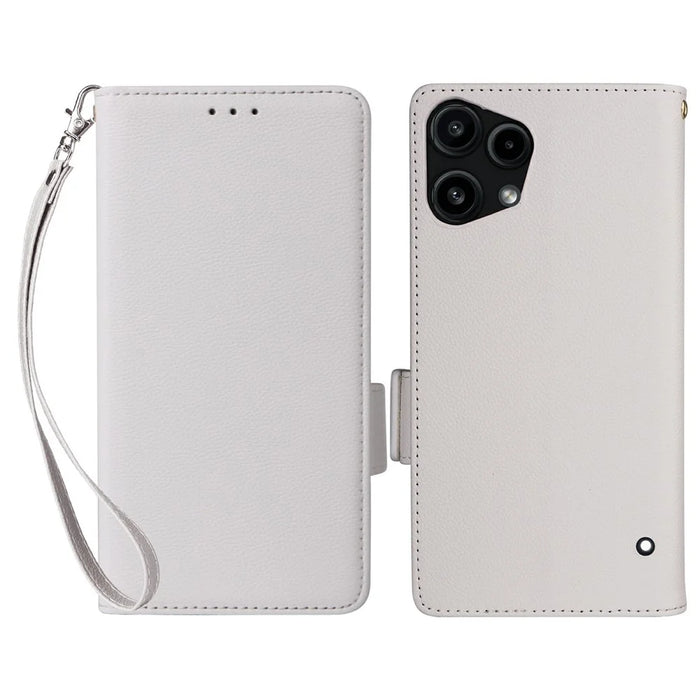 For Nothing Phone (3a) Lite 5G Case Litchi Texture Wallet Leather Phone Cover with Wrist Strap - White - 1