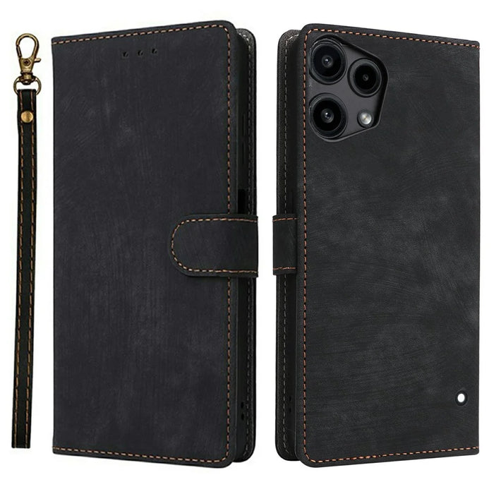 For Nothing Phone (3a) Lite 5G Case Wallet RFID Blocking PU Leather Phone Cover Stand with Strap - Black - 1