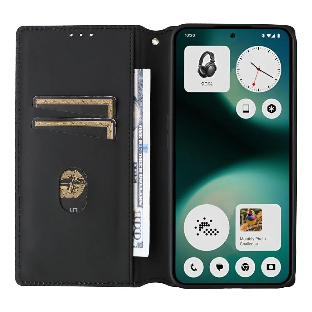 For Nothing Phone (3a) Lite 5G Case Wallet Rhombus Imprinted PU Leather Phone Cover - Silver - 2