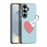 DUX DUCIS For Samsung Galaxy S26 Case  Luvy Series PU Leather + PC Phone Case with Finger Ring / Strap - Sky Blue & Heart - 1