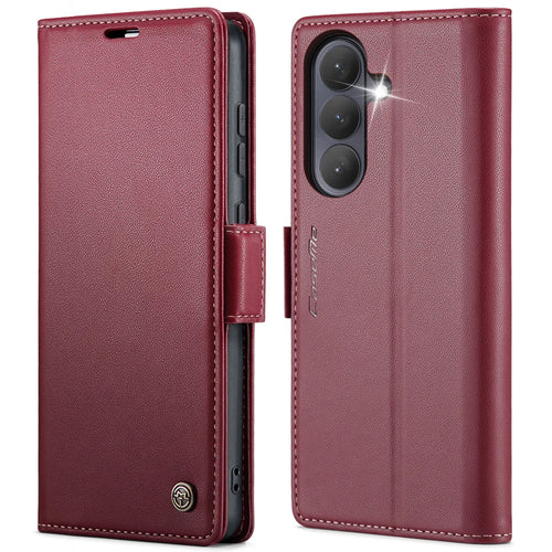 CASEME For Samsung Galaxy S26 Case  023 Series RFID Blocking Glossy Stand Phone Cover - Red - 1