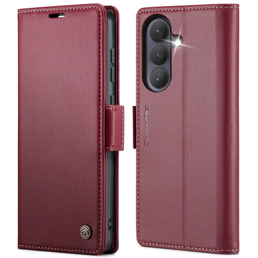 CASEME For Samsung Galaxy S26 Case  023 Series RFID Blocking Glossy Stand Phone Cover - Red - 1