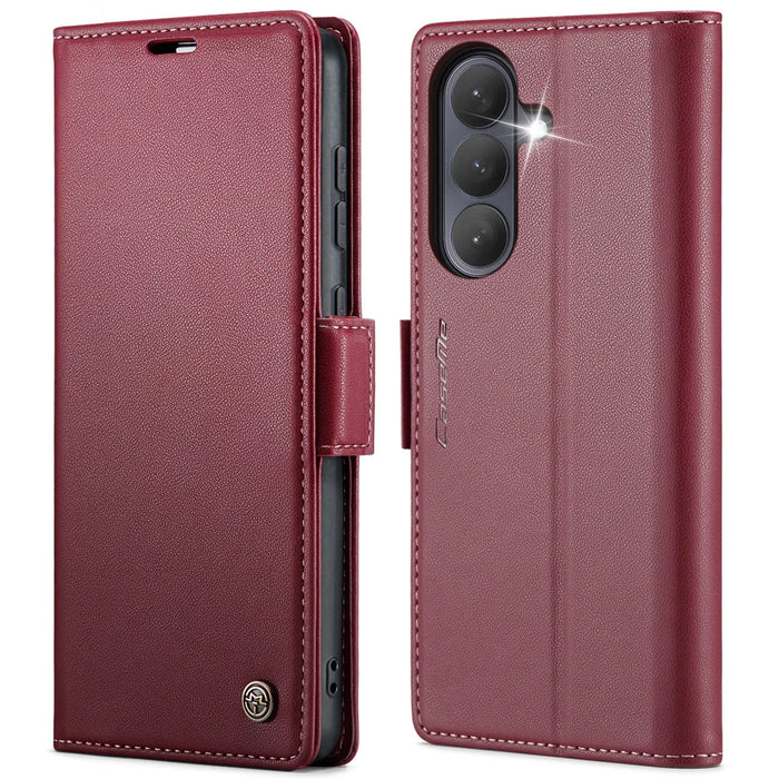 CASEME For Samsung Galaxy S26 Case  023 Series RFID Blocking Glossy Stand Phone Cover - Red - 1