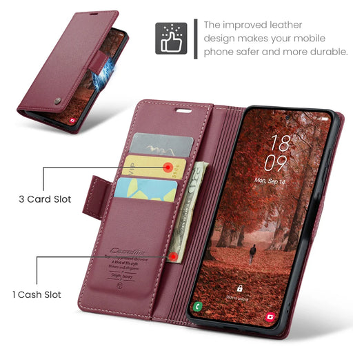 CASEME For Samsung Galaxy S26 Case  023 Series RFID Blocking Glossy Stand Phone Cover - Red - 2