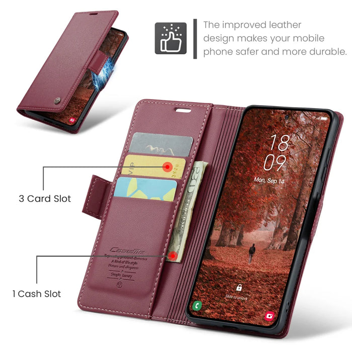 CASEME For Samsung Galaxy S26 Case  023 Series RFID Blocking Glossy Stand Phone Cover - Red - 2