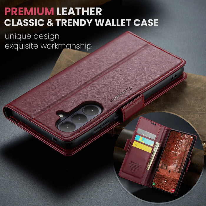 CASEME For Samsung Galaxy S26 Case  023 Series RFID Blocking Glossy Stand Phone Cover - Red - 4