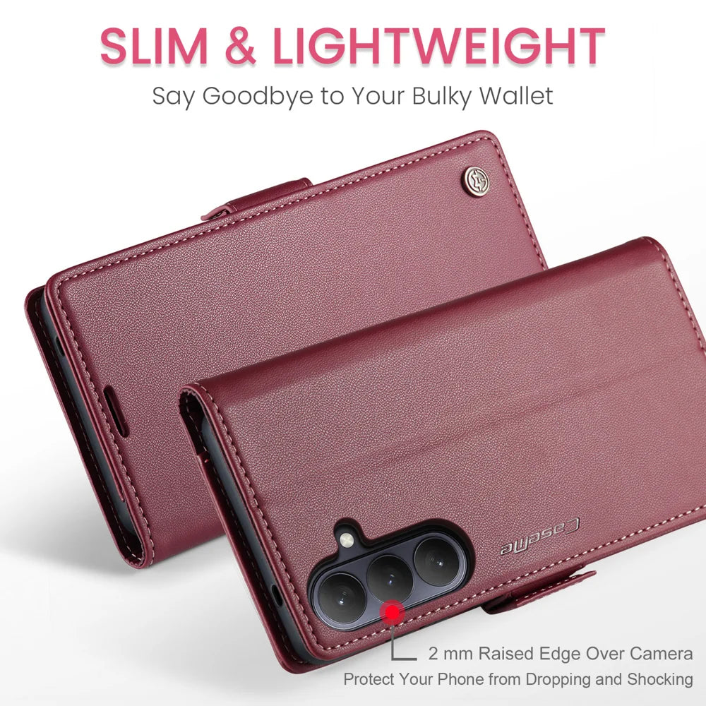 CASEME For Samsung Galaxy S26 Case  023 Series RFID Blocking Glossy Stand Phone Cover - Red - 5