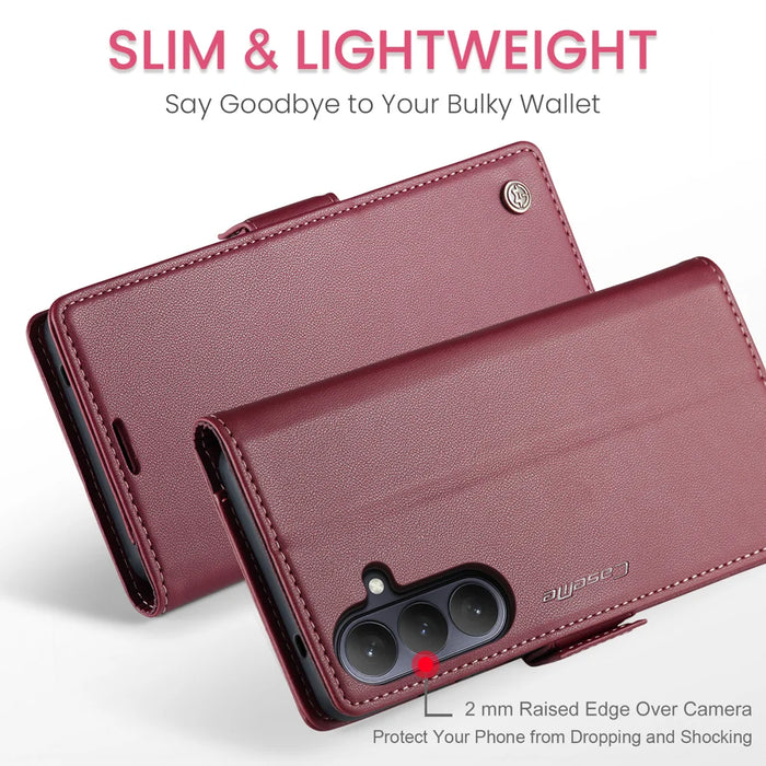 CASEME For Samsung Galaxy S26 Case  023 Series RFID Blocking Glossy Stand Phone Cover - Red - 5
