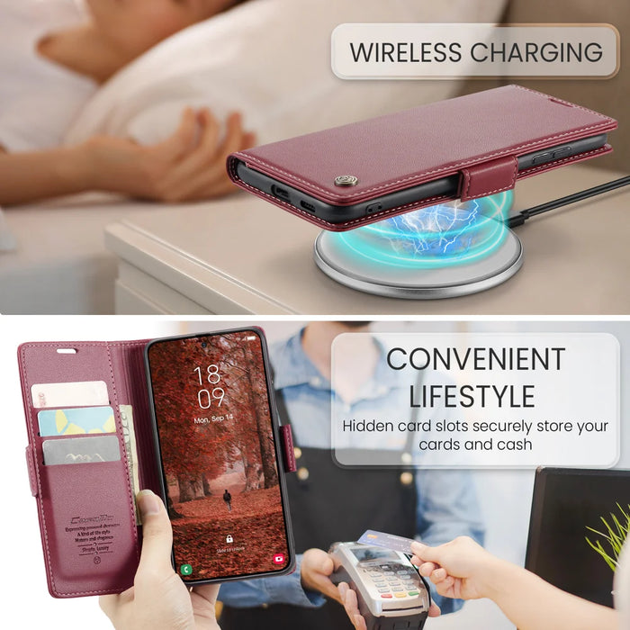 CASEME For Samsung Galaxy S26 Case  023 Series RFID Blocking Glossy Stand Phone Cover - Red - 7