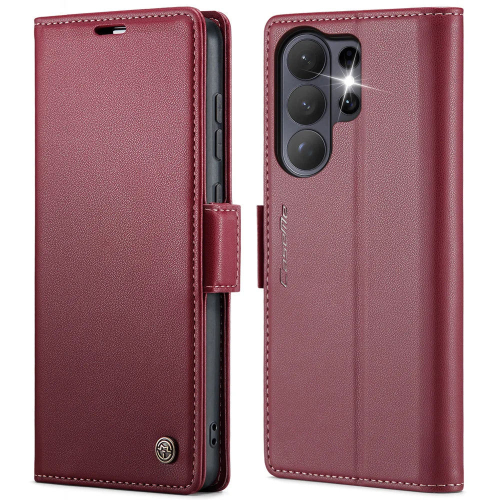 CASEME For Samsung Galaxy S26 Ultra Case  023 Series RFID Blocking Glossy Stand Phone Cover - Red - 1