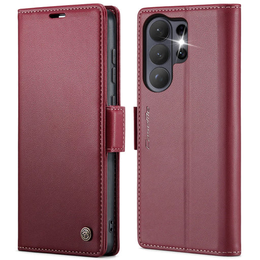CASEME For Samsung Galaxy S26 Ultra Case  023 Series RFID Blocking Glossy Stand Phone Cover - Red - 1