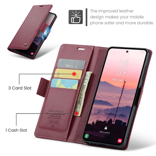 CASEME For Samsung Galaxy S26 Ultra Case  023 Series RFID Blocking Glossy Stand Phone Cover - Red - 2