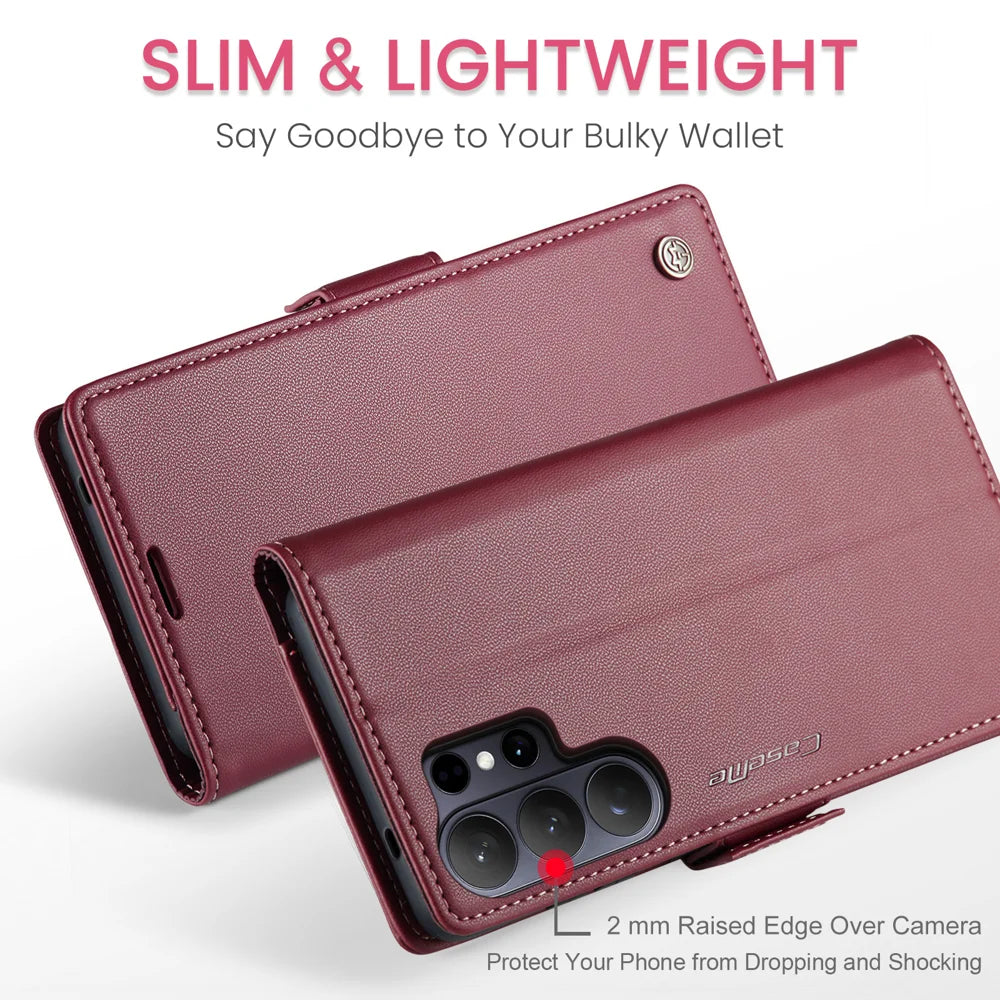 CASEME For Samsung Galaxy S26 Ultra Case  023 Series RFID Blocking Glossy Stand Phone Cover - Red - 5