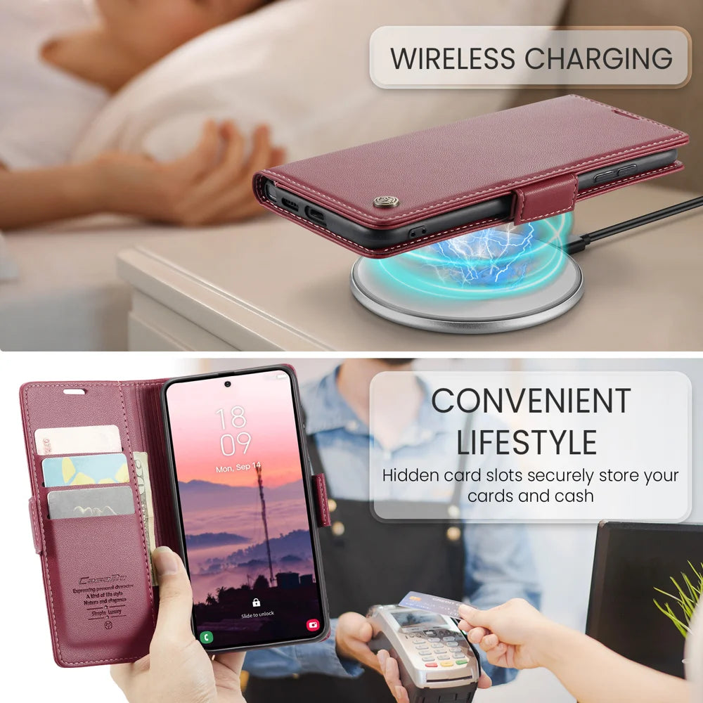 CASEME For Samsung Galaxy S26 Ultra Case  023 Series RFID Blocking Glossy Stand Phone Cover - Red - 7