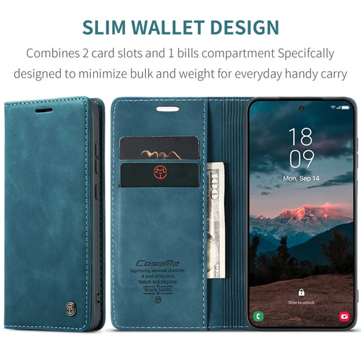 CASEME For Samsung Galaxy S26 Wallet Case  013 Series PU Leather Phone Cover Stand - Blue - 2