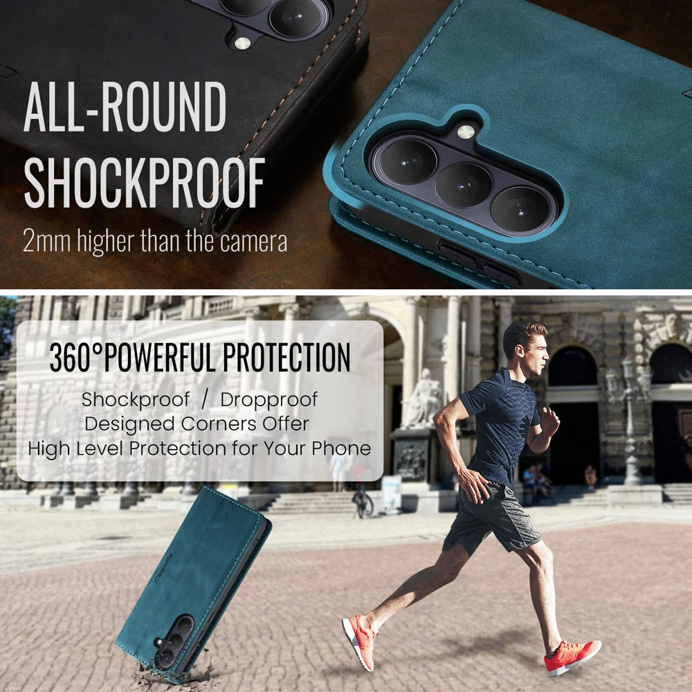 CASEME For Samsung Galaxy S26 Wallet Case  013 Series PU Leather Phone Cover Stand - Blue - 6