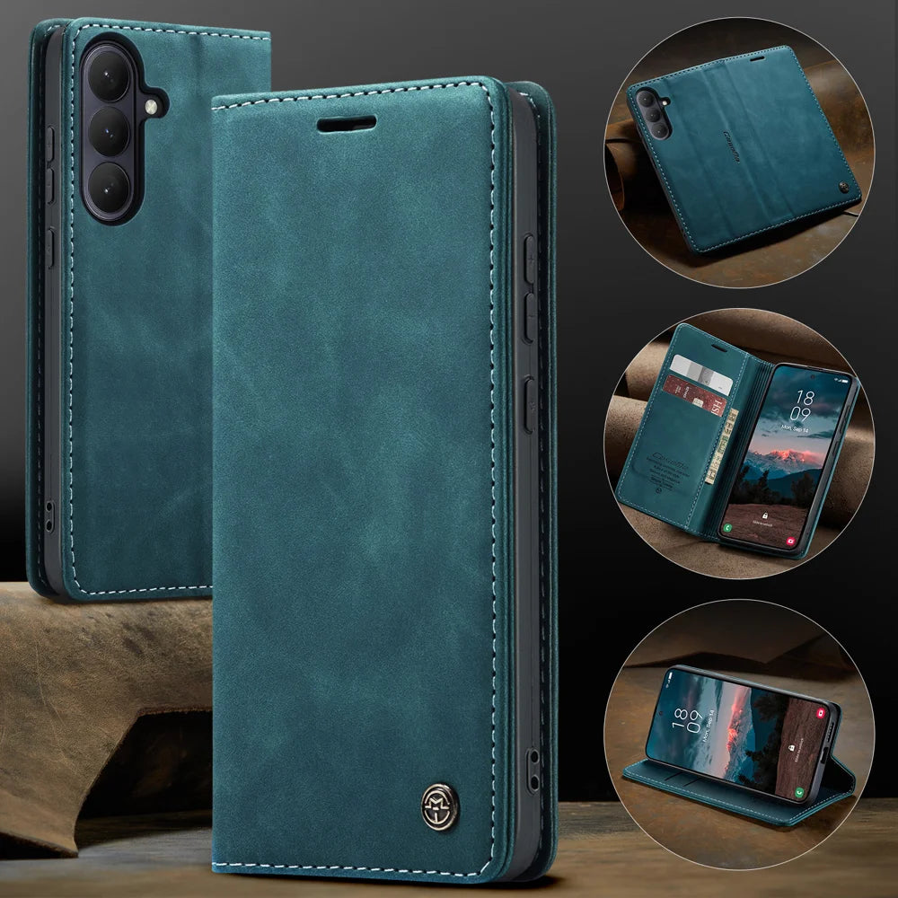 CASEME For Samsung Galaxy S26 Wallet Case  013 Series PU Leather Phone Cover Stand - Blue - 7