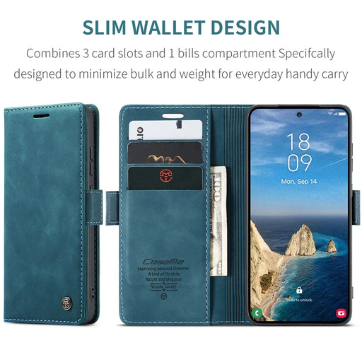 CASEME For Samsung Galaxy S26 Ultra Wallet Case  013 Series PU Leather Phone Cover Stand - Blue - 2