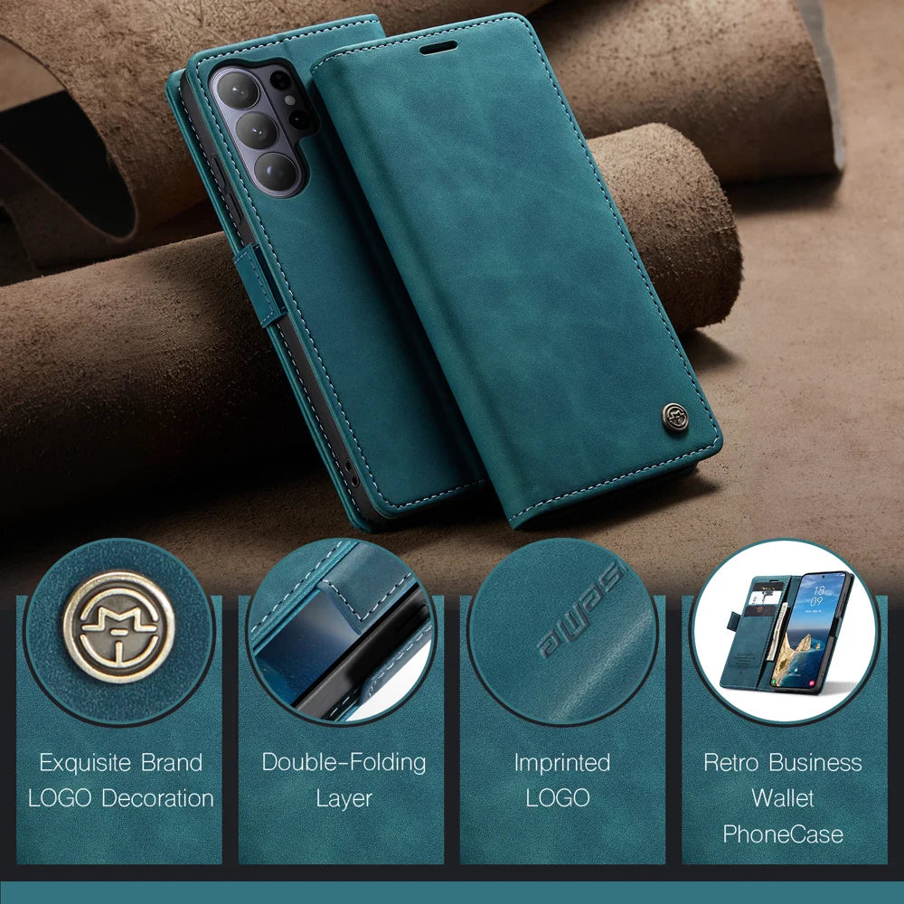 CASEME For Samsung Galaxy S26 Ultra Wallet Case  013 Series PU Leather Phone Cover Stand - Blue - 4